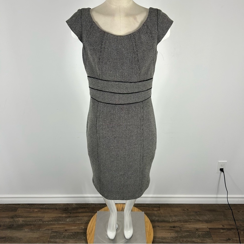 White House black market Elegant Gray Cap Sleeve Dress 4